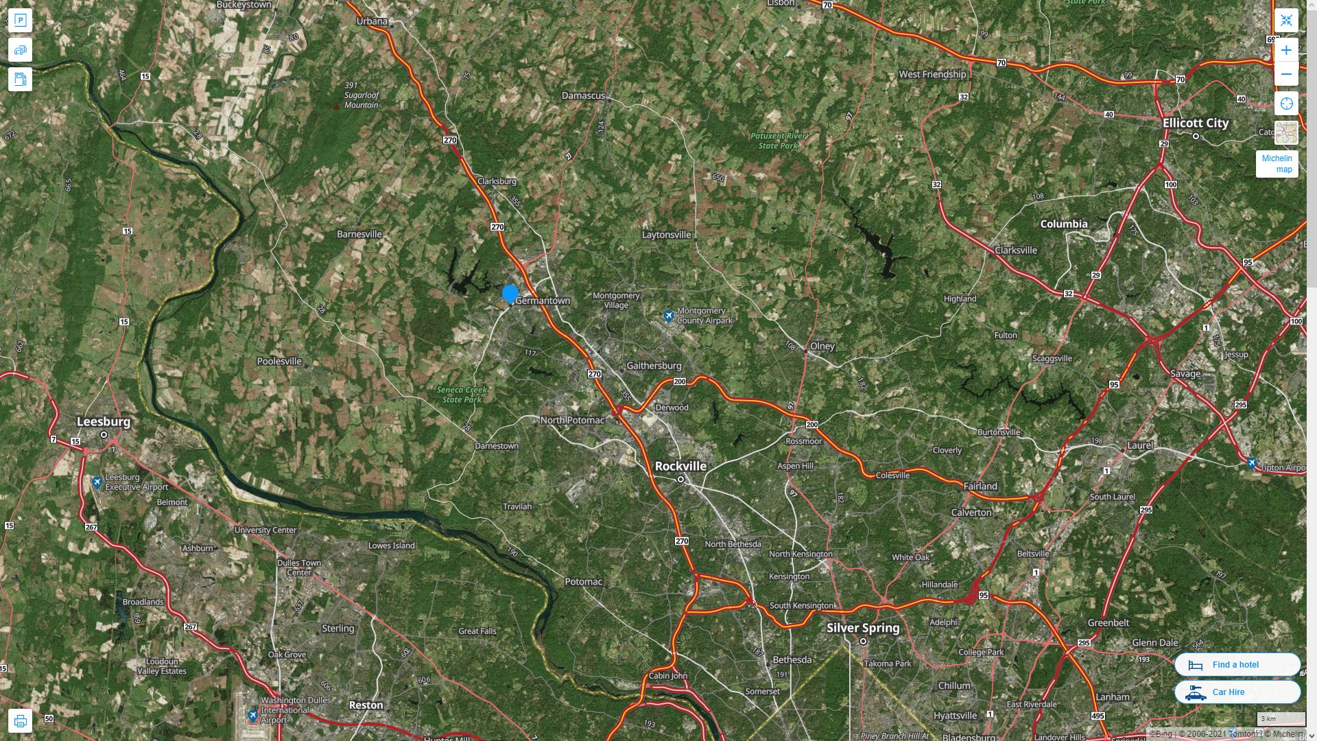 Germantown Maryland Highway and Road Map with Satellite View
